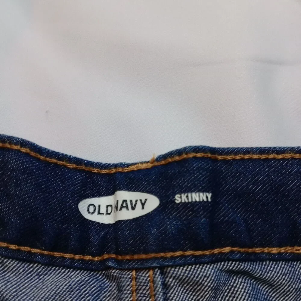 Old Navy Skinny Jeans Straight Leg Adjstbl Waist Blue Denim Pants Youth Girls 14